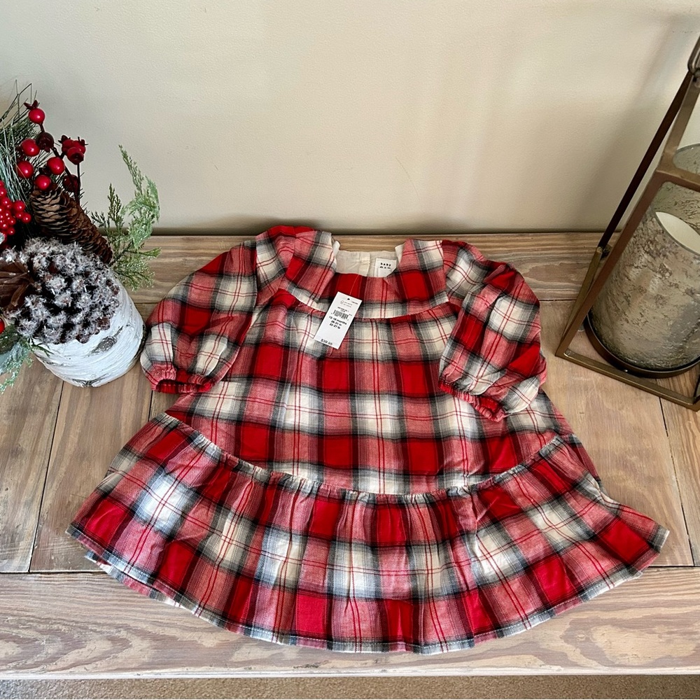 Baby Gap Tiered Red Plaid Flannel Dress 🎄